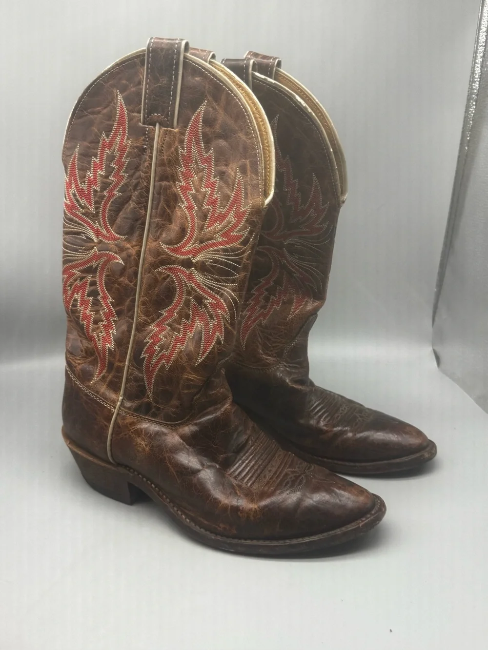 Justin Made in USA Mens UJ251 Western Cowboy Leather Brown Boots Size 8EE